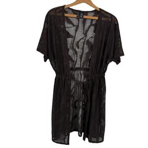 Anne Cole Collection Women Swimsuit Coverup Small Brown Drawstring Tie Beach